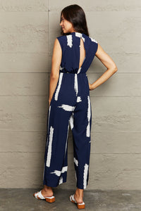 Mighty Maven Round Neck Cutout Jumpsuit with Pockets