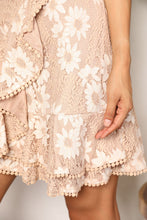 Load image into Gallery viewer, A Little Bit of Romance Floral Lace Pompom Detail Tie-Waist Flutter Sleeve Dress
