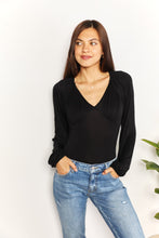 Load image into Gallery viewer, Shared Happiness V- Neck Bodysuit in Black
