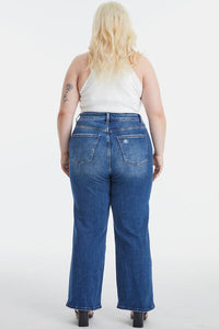 Norah High Waist Two-Tones Patched Wide Leg Jeans by Bayeas