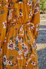 Load image into Gallery viewer, Sweet Autumn Romance Floral Tie Back Flounce Sleeve Dress
