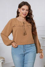 Load image into Gallery viewer, Dotted Delight Swiss Dot Frill Trim Round Neck Blouse
