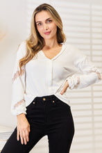 Load image into Gallery viewer, Courtyard Dreaming V-Neck Dropped Shoulder Blouse
