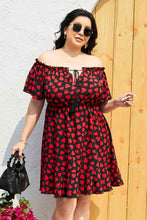Load image into Gallery viewer, I Love You More Heart Print Off-Shoulder Tied Dress
