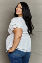 Load image into Gallery viewer, Sweet Serenity V-Neck Puff Sleeve Button Down Top in White
