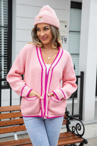 Campus Cutie Waffle Knit V-Neck Cardigan with Pocket (multiple color options)