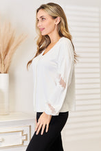 Load image into Gallery viewer, Courtyard Dreaming V-Neck Dropped Shoulder Blouse
