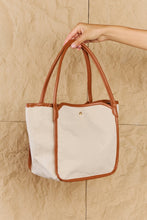 Load image into Gallery viewer, Beach Chic Faux Leather Trim Tote Bag in Ochre
