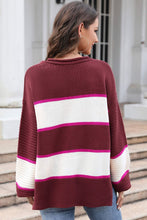 Load image into Gallery viewer, Falling for You Striped Dropped Shoulder Side Slit Sweater (2 color options)
