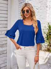 Load image into Gallery viewer, Ruffled Square Neck Half Sleeve Top (multiple color options)
