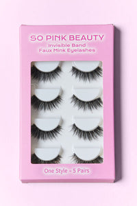 So Pink Beauty - Faux Mink Eyelashes 5 Pairs (multiple style & length options)