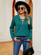 Load image into Gallery viewer, Everyday Ease Lace-Up Long Sleeve Hoodie (multiple color options)
