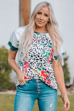 Load image into Gallery viewer, Wild Roses Floral Leopard Short Raglan Sleeve T-Shirt
