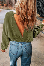 Load image into Gallery viewer, Just Here For A Good Time Round Neck Open Back Sweatshirt (2 color options)

