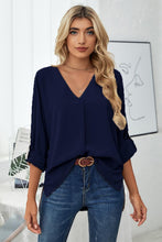 Load image into Gallery viewer, Sweet Intentions Roll-Tab Sleeve V-Neck Blouse (multiple color options)
