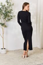 Load image into Gallery viewer, Cocktails At Night Ribbed Long Sleeve Midi Slit Dress
