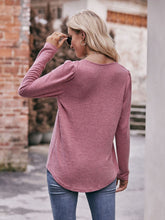 Load image into Gallery viewer, Autumn Amour Pleated Detail Curved Hem Long Sleeve Top (multiple color options)
