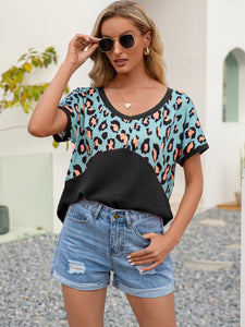 Leopard Love Waffle-Knit Short Sleeve Top (multiple color options)