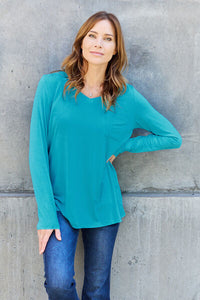 Everyday Happiness V-Neck Long Sleeve Top (multiple color options)