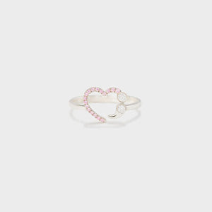 Blushing Love Radiance: Heart-Shaped 925 Sterling Silver Ring