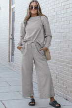 Load image into Gallery viewer, Leisure Luxe Textured Long Sleeve Top and Drawstring Pants Set (multiple color options)
