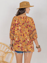 Load image into Gallery viewer, Wildflower Whimsy Printed Tie Neck Blouse
