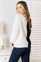 Load image into Gallery viewer, Twin Flames Contrast Button-Front V-Neck Cardigan
