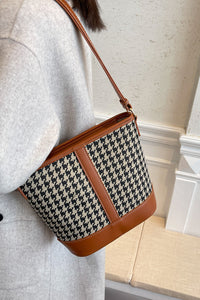Classy and Fabulous Houndstooth Vegan Leather Shoulder Bag