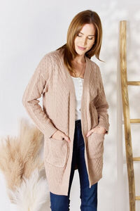 Stroll Through The Night Cable-Knit Pocketed Cardigan