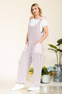 Stripe Contrast Pocket Rib Jumpsuit (multiple color options)