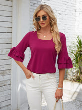 Load image into Gallery viewer, Ruffled Square Neck Half Sleeve Top (multiple color options)
