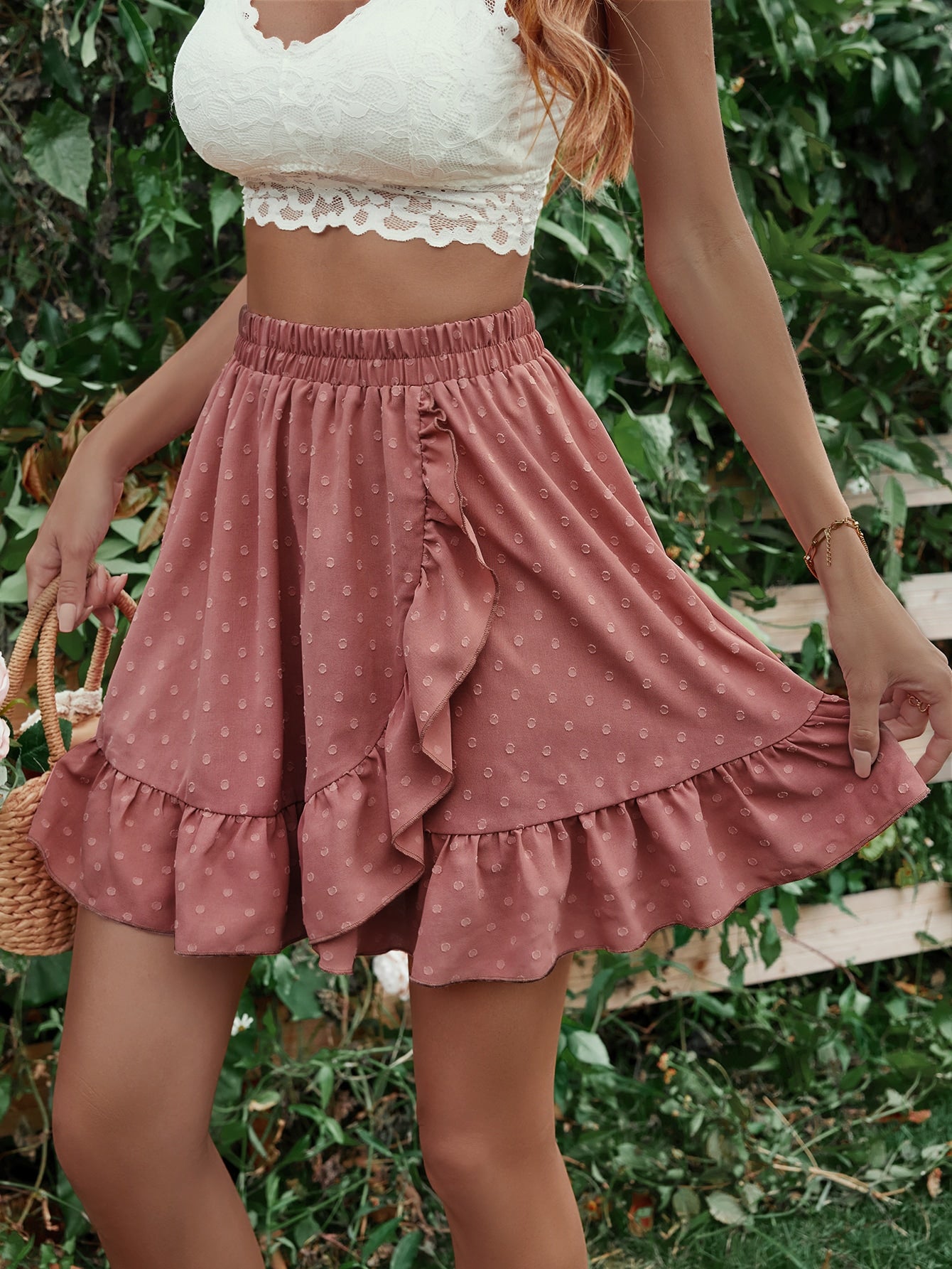 Sweetest Song Ruffle Hem Elastic Waist Mini Skirt