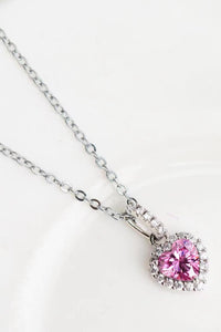 Blushing Love's Embrace 1 Carat Moissanite Heart Pendant Necklace