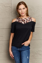 Load image into Gallery viewer, Wild Romance Leopard Print Round Neck Cold Shoulder Blouse

