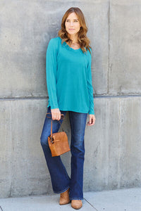 Everyday Happiness V-Neck Long Sleeve Top (multiple color options)