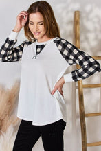Load image into Gallery viewer, Check Her Out Plaid Raglan Sleeve Round Neck Top
