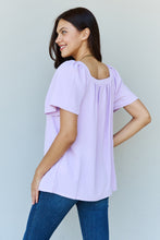 Load image into Gallery viewer, Keep Me Close Square Neck Short Sleeve Blouse in Lavender
