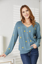 Load image into Gallery viewer, Winter Blooms Floral Embroidered Cable Cardigan
