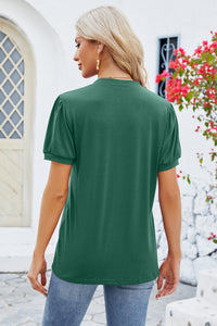 Notched Short Sleeve Top (multiple color options)
