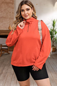 Pumpkin Patch Vibes Zip-Up Dropped Shoulder Sweatshirt