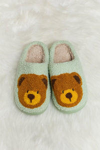 Teddy Bear Print Plush Slide Slippers (multiple color options)