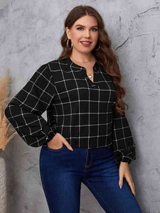 Business Casual Notched Neck Long Sleeve Blouse