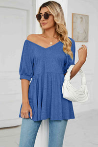 Basic Bliss V-Neck Babydoll Top (multiple color options)