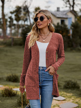 Load image into Gallery viewer, Falling Leaves Ribbed Button-UP Cardigan with Pockets
