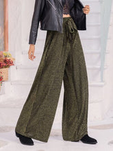 Load image into Gallery viewer, Whispering Winds Ribbed Tied Wide Leg Pants
