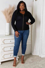 Load image into Gallery viewer, The Cool Factor V-Neck Long Sleeve Cardigan Top in Black
