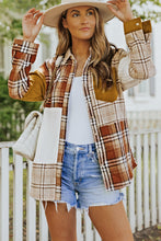 Load image into Gallery viewer, Meet Me By The Bonfire Plaid Color Block Dropped Shoulder Shacket
