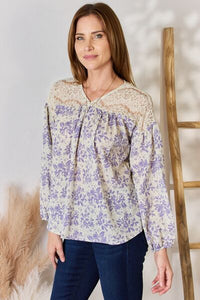 Pick Up The Lace Detail Printed Blouse