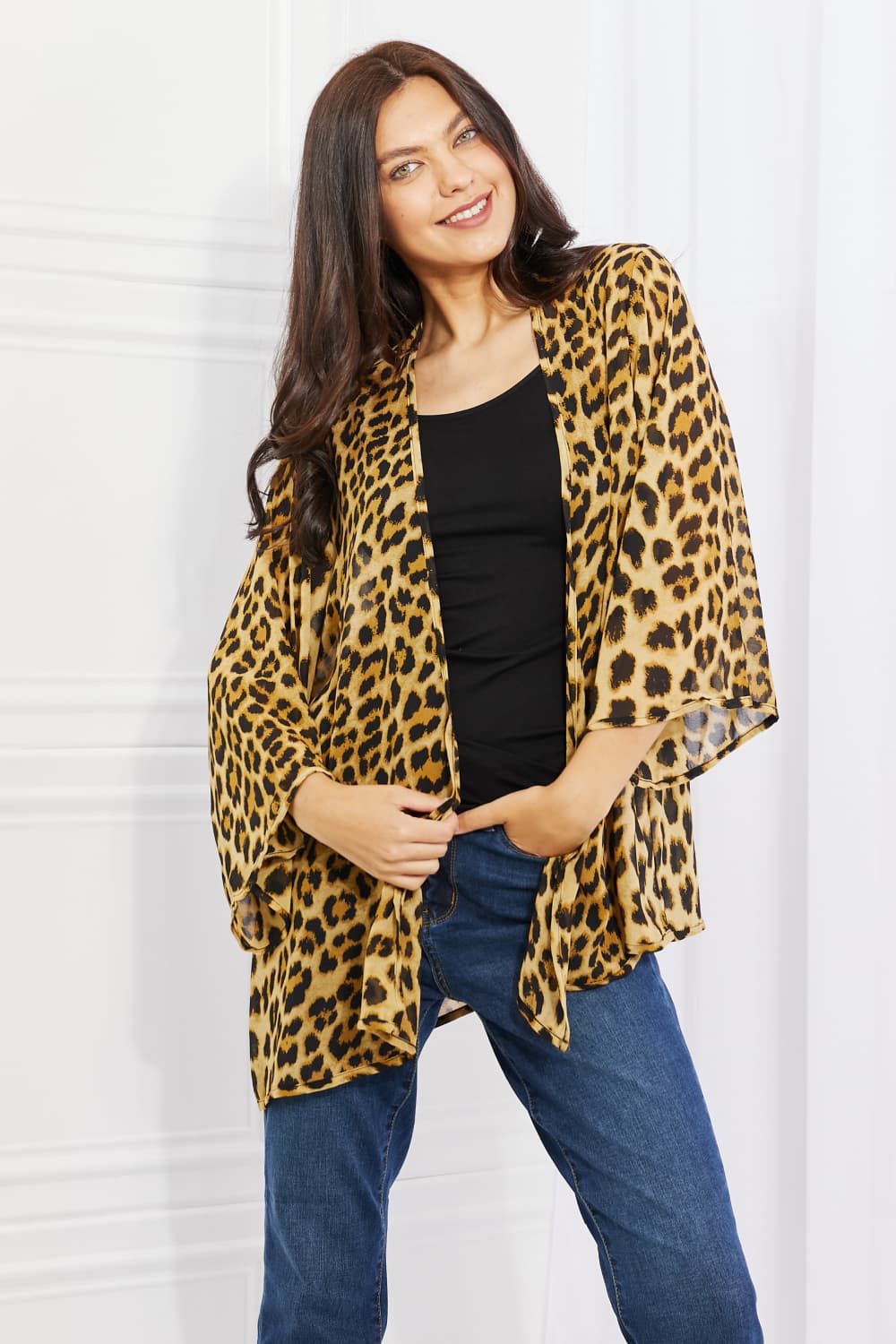 Wild Muse Animal Print Kimono in Brown