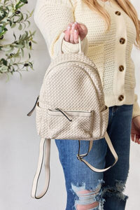 The Stylish Sidekick Vegan Leather Woven Backpack  (2 color options)